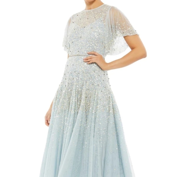 Mac duggal 93655 Grey 10 NWT, MOB perfect Cap Sl Aline - Picture 2 of 8